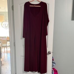 VENUS Deep Red Long Sleeve Duster Dress